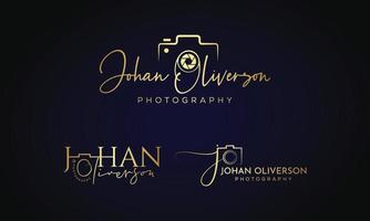 Photography Typography Signature Logo of the photographer. camera shutter. The abstract symbol for a Photo Studio in a simple minimalistic style. Vector logo template for a wedding photographer