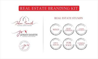 Real Estate Branding logo signature Watermarks, Real Estate Badges, Realtor Logo, Sold Watermark, Just Listed Realtor Watermark, Open House Watermark vector