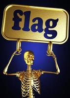 flag word and golden skeleton photo