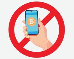 no hay símbolo de bitcoin para indicar la prohibición del pago y uso de criptomonedas vector