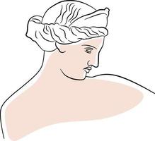 un boceto de una estatua griega que representa a una diosa del amor. silueta afrodita en líneas de tinta simples y estéticas. ilustración vectorial de la famosa diosa. perfecto para el hermoso diseño de afiches o postales.