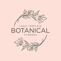 botanical floral element hand drawn logo with wild flower and leaves. logo for spa and beauty salon, organic shop, weddiing, floral designer and etc. vector