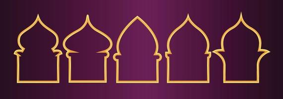 Gold DesigSet of Arab windows for Ramadan Kareem Template vector