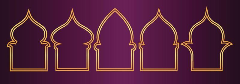 Gold DesigSet of Arab windows for Ramadan Kareem Template