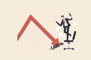 Stock market panic sell Investors sell all assets. financial crisis concept stock market graphs and charts. Businessman looking down arrow to a chair or desk. vector