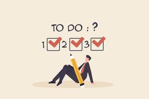 Checklist for work completion. Man with checkbox, Business concept. planning business strategy. vector