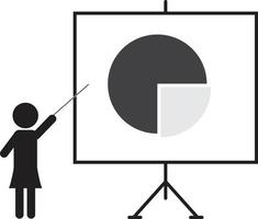 presentation icon. Training sign. business woman presenting something on a board symbol. presentation sign. vector