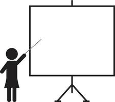 presentation icon. Training sign. business woman presenting something on a board symbol. presentation sign. vector