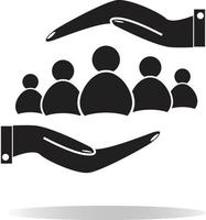 group of people and hands icon. group of people sign. vector