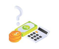 financial management with calculator in isometric style vector