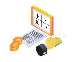 financial management with computer in isometric style vector