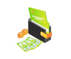 ATM wallet and finance in isometric style vector