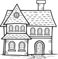 Cute house Illustration isolated on white background Coloring Page for kids vector