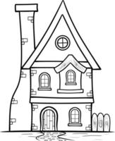 Cute house Illustration isolated on white background Coloring Page for kids vector