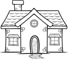 Cute house Illustration isolated on white background Coloring Page for kids vector