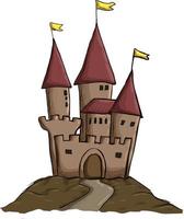 ilustración del castillo de cuento de hadas de dibujos animados