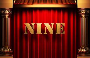 nine golden word on red curtain photo