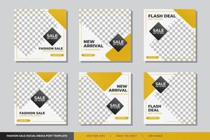 Fashion Sale social media post Yellow Shape template Vector