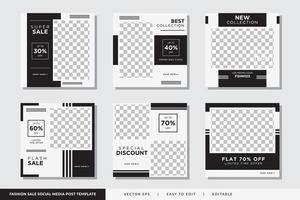 Minimalist Fashion Sale social media post design template Vector