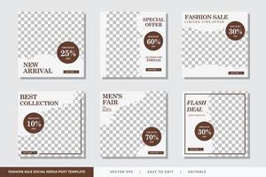 Minimalist Fashion Sale social media template collection Vector