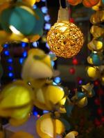 a handmade bamboo weave hanging lamp in the festive in bangkok photo