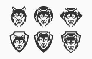 Ilustración de vector de arte de línea de cabeza de lobo simple