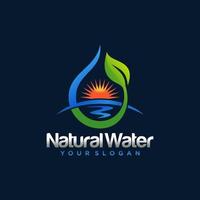 plantilla de vector de diseño de logotipo de hoja de naturaleza de gota de agua