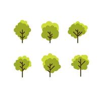 Set of collection tree icons. Flat set of tree vector icons on white background