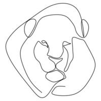 continuous one line drawing of a lion's head. Vector illustration