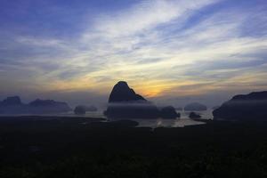 Sunrise at Phang Nga bay from Samet Nang She view point photo