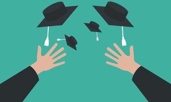 Graduation hats background with mortar boards vector