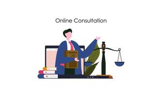 servicio en línea de asesoramiento legal, ilustración de vector de sitio web de abogado