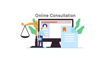 Legal advice online service, lawyer website vector illustration