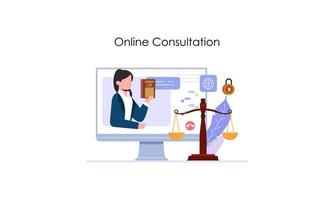 Legal advice online service, lawyer website vector illustration