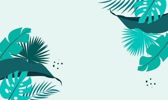 Flat tropical leaves background vector