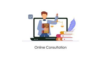 Legal advice online service, lawyer website vector illustration