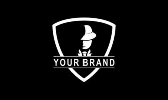 emblemas del logotipo de la mafia con cabeza de hombre de silueta abstracta de carácter con sombrero. ilustración vectorial de la vendimia