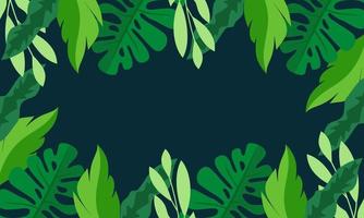 Flat tropical leaves background vector