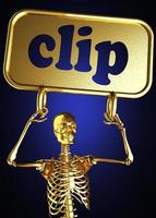 clip word and golden skeleton photo