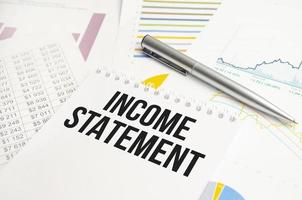 income statement, the text is printed on a piece of paper photo