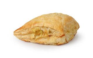 Chicken Puff Pastry isolated on white background with Clipping Path. photo