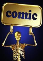 comic word and golden skeleton photo