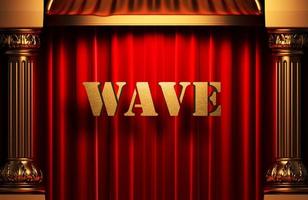 wave golden word on red curtain photo