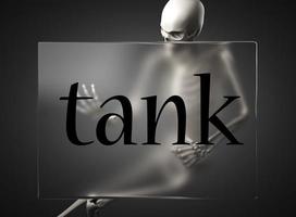 tank word on glass and skeleton photo