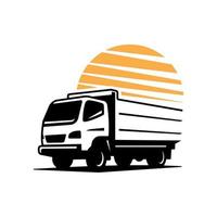 truck transport vehicle shadow logo vector