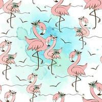 Seamless pattern with cute pink flamingos. Vector. vector