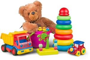 Toys for kids with white background photo