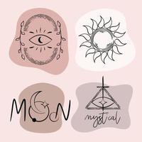 Mystical Celestial Hand Drawn Elements vector