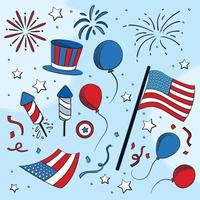 Hand Drawn 4th of July Doodle vector