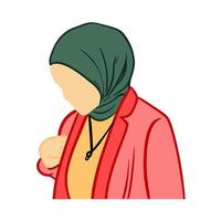elegante y moderna mujer hijab dibujada a mano. caras abstractas modernas chica hijab de moda perfecta para plantilla de redes sociales y papel tapiz. vector